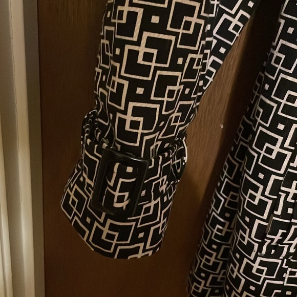 Style & Co black and white geometric pattern pea coat - Picture 3 of 5